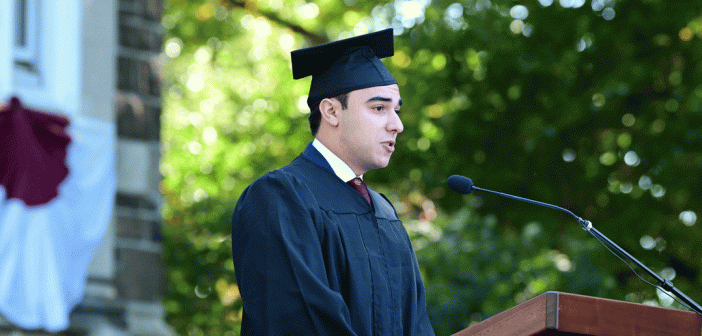 Young man at podium