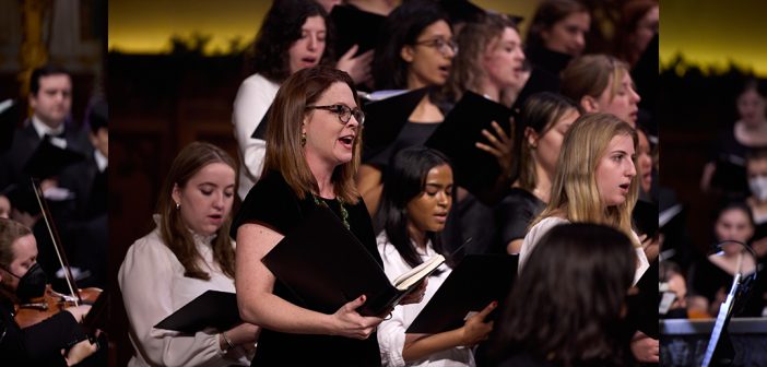 President Tetlow singing with choir