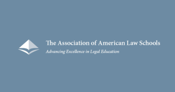 The Association of American Law Schools in white text over a blue background.