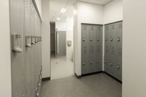 A view of the mens locker room