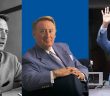 A triptych of images showing Vin Scully (from left) in the broadcast booth circa 1965, in 2000, and in the broadcast booth in 2016