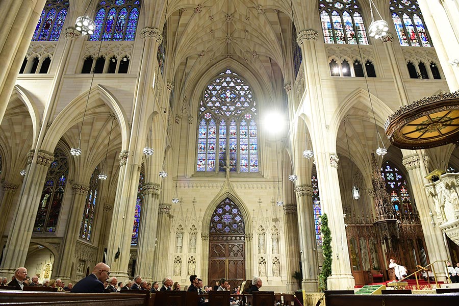 A view of the north transept of St. Patrick's Cathedral during a March 22, 2023, Mass in memory of Vin Scully
