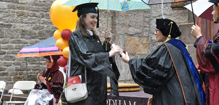 Graduates celebrating at the 2023 GSAS diploma ceremony