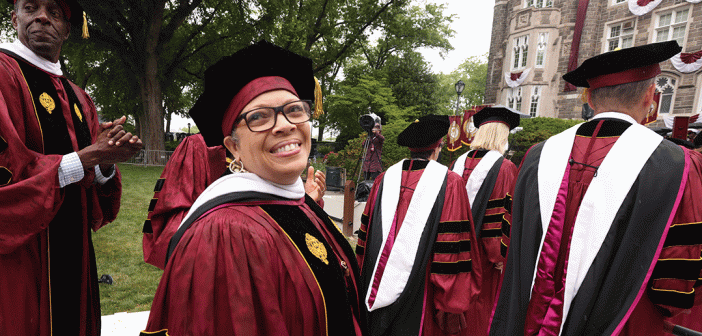 Trustee Valerie Rainford processing at Commencement