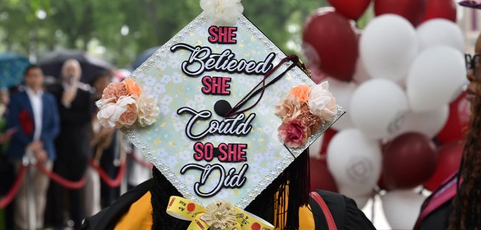 Graduation cap that reads She believed she could so she did
