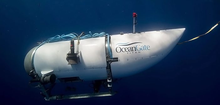 Image of the OceanGate Submersible Titan, missing since June 18 in the vicinity of the sunken hull of the RMS Titanic