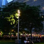 The Lowenstein Plaza lit up for Block Party