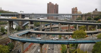 Bronx, NY - October 2 2015: The ramps of the interchange between the Major Deegan Expressway and the Cross Bronx Expressway