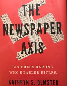 Red book cover with title The Newspaper Axis