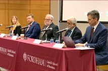 Fordham Gabelli school of Business, panel with 4 men and 1 woman.