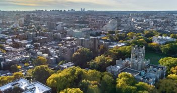 An aerial shot of Fordham University in the Bronx