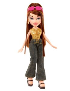 A Bratz doll in jeans and gold top